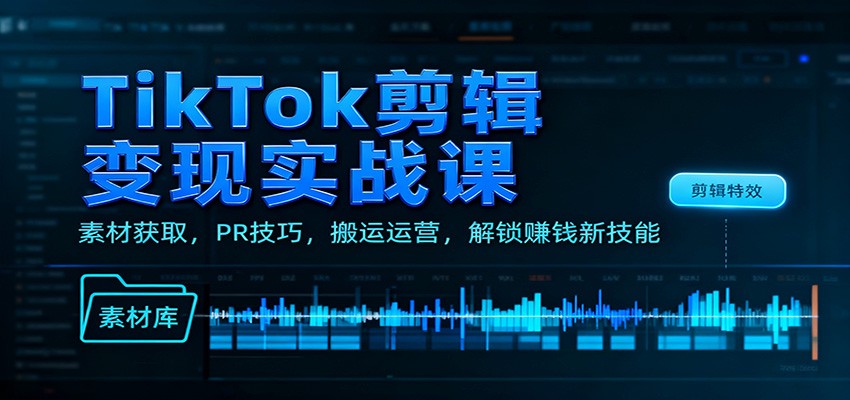 TikTok剪辑变现实战课：素材获取，PR技巧，搬运运营，解锁赚钱新技能-资源宝库