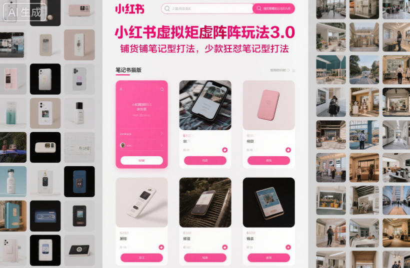 小红书虚拟矩阵玩法3.0，铺货铺笔记型打法，少款狂怼笔记型打法-资源宝库