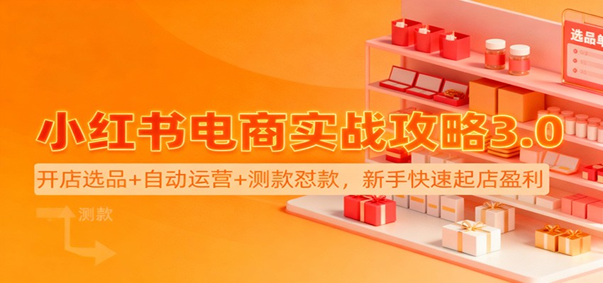 小红书电商实战攻略3.0：开店选品+自动运营+测款怼款，新手快速起店盈利-资源宝库