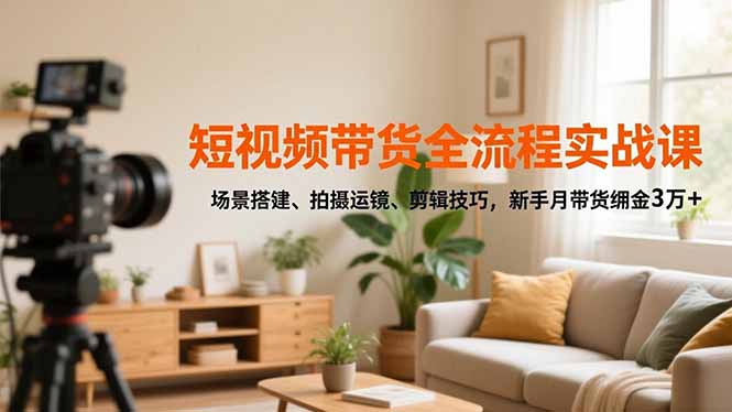 短视频带货全流程实战课，场景搭建、拍摄运镜、剪辑技巧，新手月带货佣金3万+-资源宝库