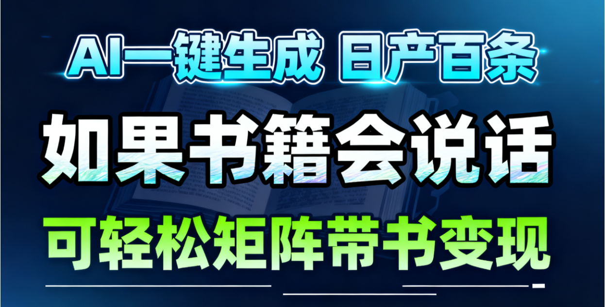 AI书籍会说话，轻松带书变现，月入3W+-资源宝库