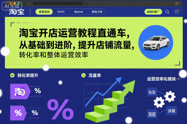淘宝开店运营教程直通车，从基础到进阶，提升店铺流量，转化率和整体运营效率(更新11月)-资源宝库