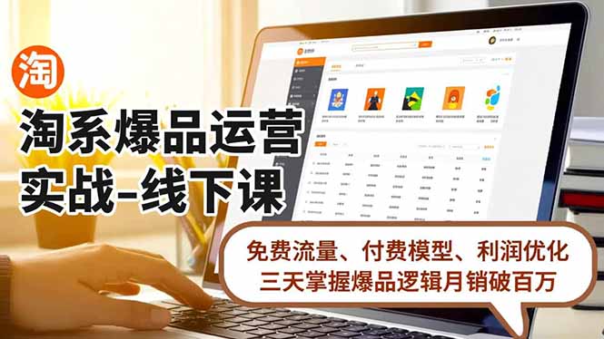 淘系爆品运营实战-线下课，免费流量、付费模型、利润优化，三天掌握爆品逻辑月销破百万-资源宝库