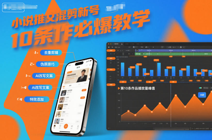 小说推文混剪新号10条必爆教学，伪原创10条作品必爆技巧-资源宝库