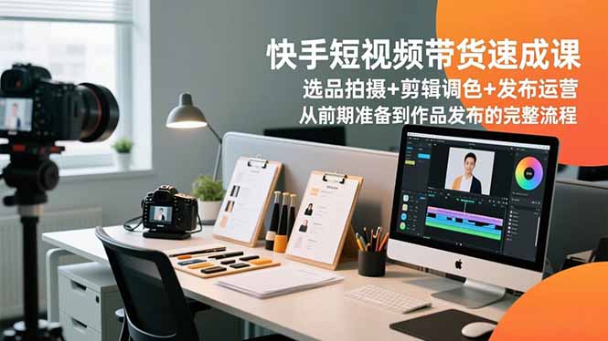 快手短视频带货速成课，选品拍摄+剪辑调色+发布运营，从前期准备到作品发布的完整流程-资源宝库