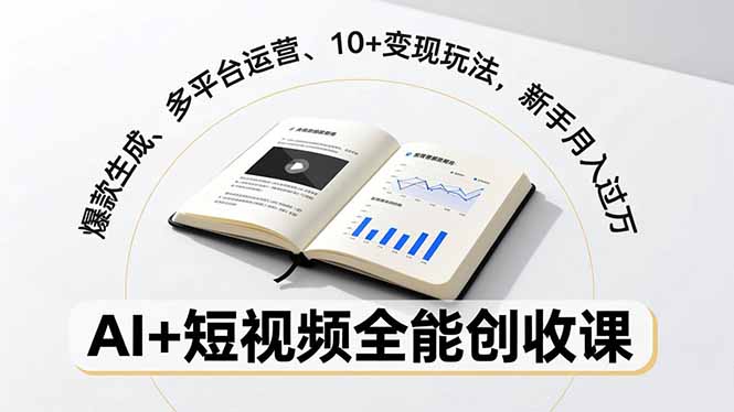 AI+短视频全能创收课，爆款生成、多平台运营、10+变现玩法，新手月入过万-资源宝库