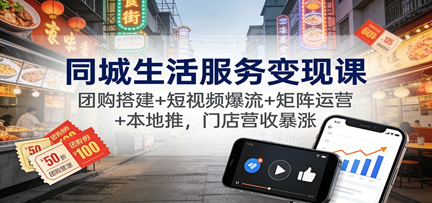 同城生活服务变现课：团购搭建+短视频爆流+矩阵运营+本地推，门店营收暴涨-资源宝库