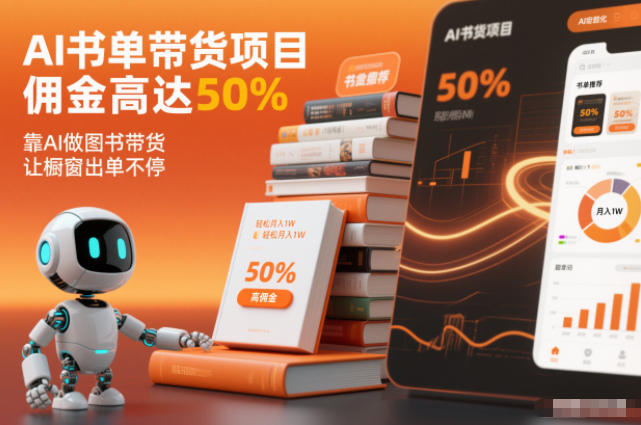 AI书单带货项目，佣金高达50%，靠AI做图书带货，让橱窗出单不停，轻松月入1W-资源宝库