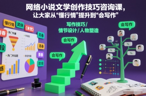 网络小说文学创作技巧咨询课，让大家从“懂行情”提升到”会写作”的高度-资源宝库