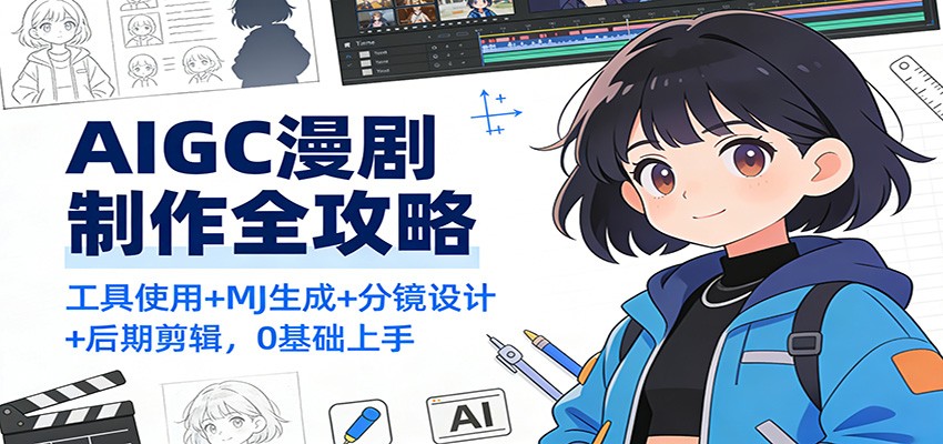 AIGC漫剧制作全攻略：工具使用+MJ生成+分镜设计+后期剪辑，0基础上手-资源宝库