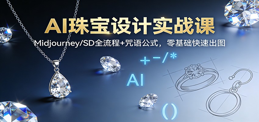 AI珠宝设计实战课：Midjourney/SD全流程+咒语公式，零基础快速出图-资源宝库