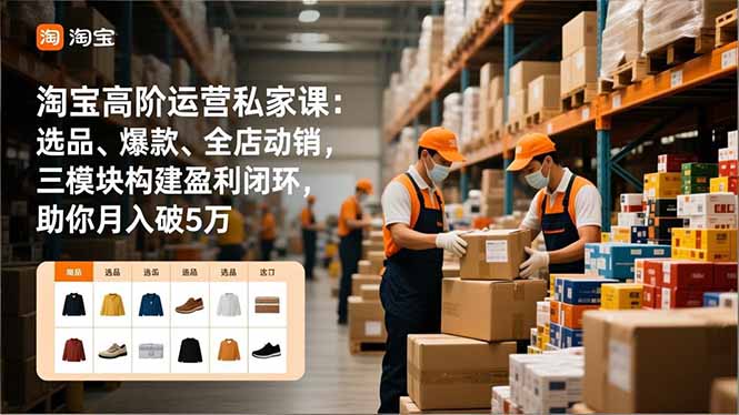 淘宝高阶运营私家课：选品、爆款、全店动销，三模块构建盈利闭环，助你月入破5万-资源宝库