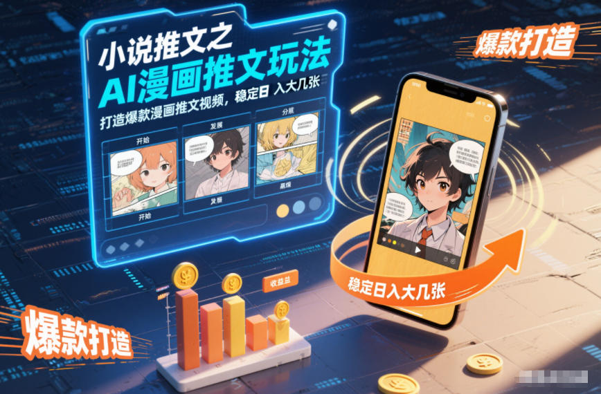 小说推文之AI漫画推文玩法，打造爆款漫画推文视频，稳定日入大几张-资源宝库