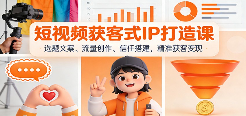 短视频获客式IP打造课：选题文案、流量创作、信任搭建，精准获客变现-资源宝库