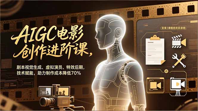 AIGC电影创作进阶课，剧本视觉生成、虚拟演员、特效后期，技术赋能，助力制作成本降低70%-资源宝库