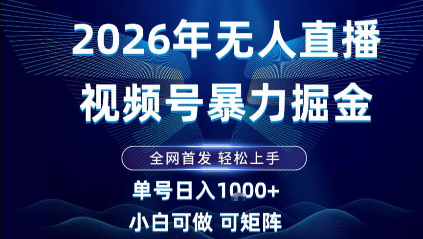 2026最新视频号无人直播掘金，全网首发，小白可以玩，长期稳定日入1k+【揭秘】-资源宝库