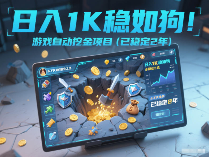 日入1K稳如狗！游戏自动挖金项目(已稳定2年)，永不失业的副业之选【揭秘】-资源宝库