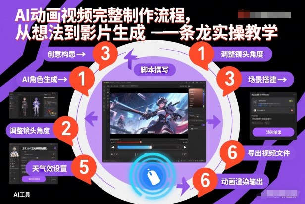 AI动画视频完整制作流程，从想法到影片生成一条龙实操教学-资源宝库