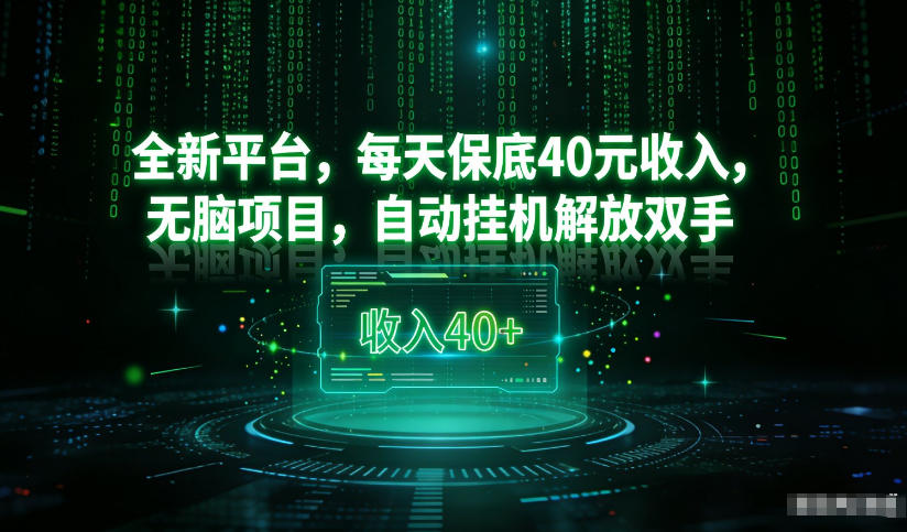最新看广平台，每天保底30-4米，无脑项目，自动挂G解放双手【揭秘】-资源宝库