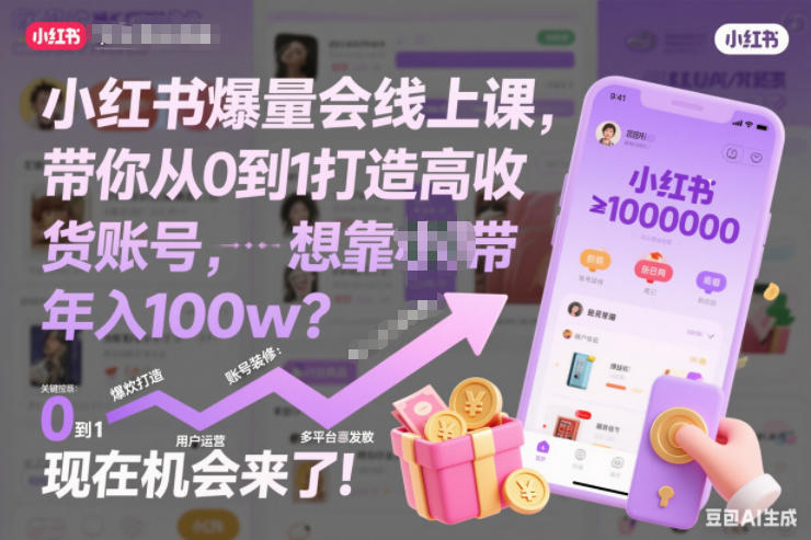 小红书爆量会线上课,带你从0到1打造高收益带货账号,想靠小红书带货年入100w?现在机会来了!(更新)-资源宝库