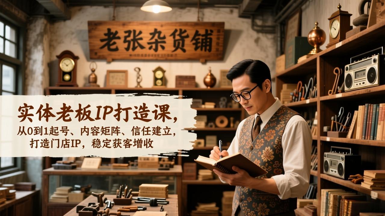 实体老板IP打造课，从0到1起号、内容矩阵、信任建立，打造门店IP，稳定获客增收-资源宝库