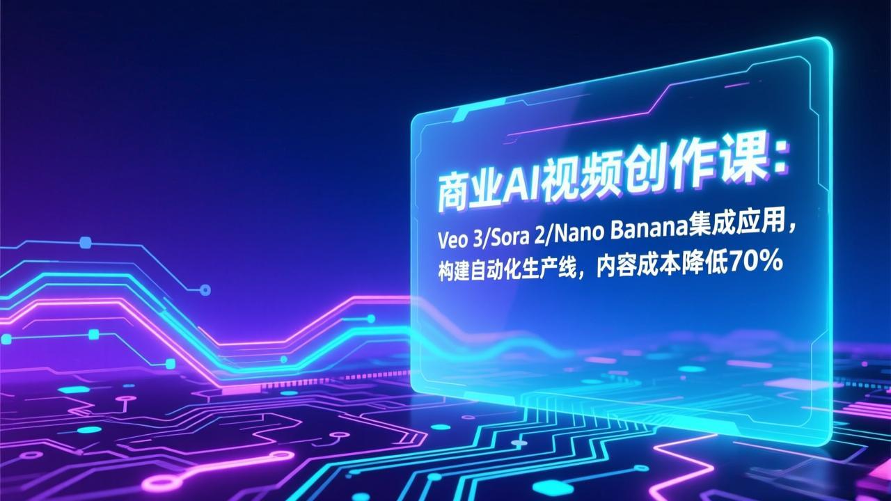 商业AI视频创作课：Veo 3/Sora 2/Nano Banana集成应用，构建自动化生产线，内容成本降低70%-资源宝库