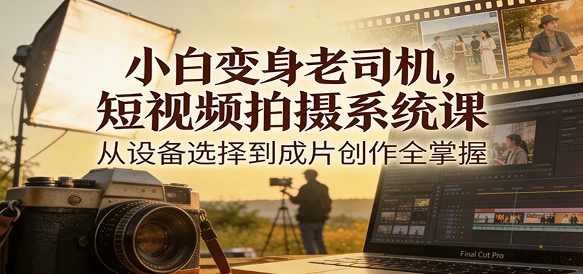 小白变身老司机，短视频拍摄系统课，从设备选择到成片创作全掌握-资源宝库