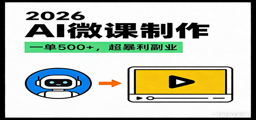 2026AI 风口最稳副业：微课代写制作，一单 500+，人人可做的蓝海项目-资源宝库