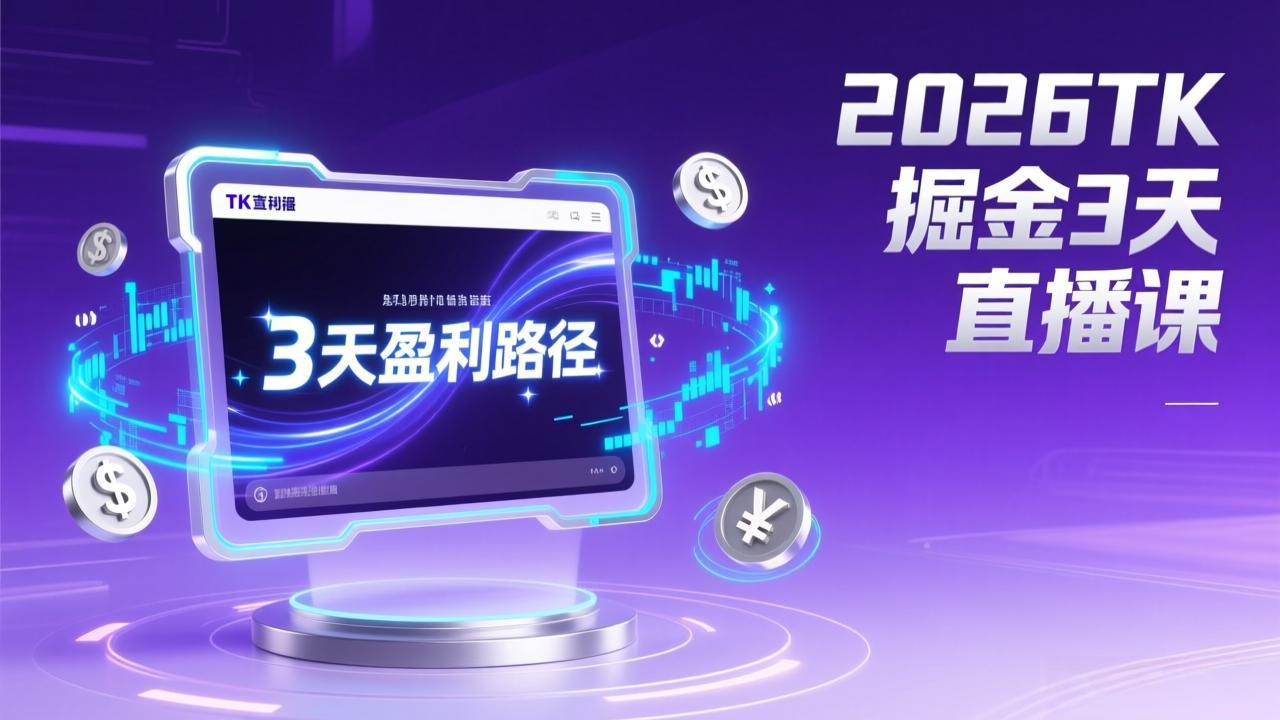 2026TK掘金直播课，起号涨粉+直播带货+商单变现+3天打通盈利路径，月入过万美金-资源宝库