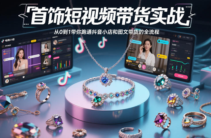 首饰短视频带货实战，从0到1带你跑通抖音小店和图文带货的全流程-资源宝库