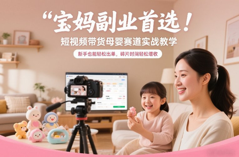 宝妈副业首选！短视频带货母婴赛道实战教学，新手也能轻松出单，碎片时间轻松增收-资源宝库