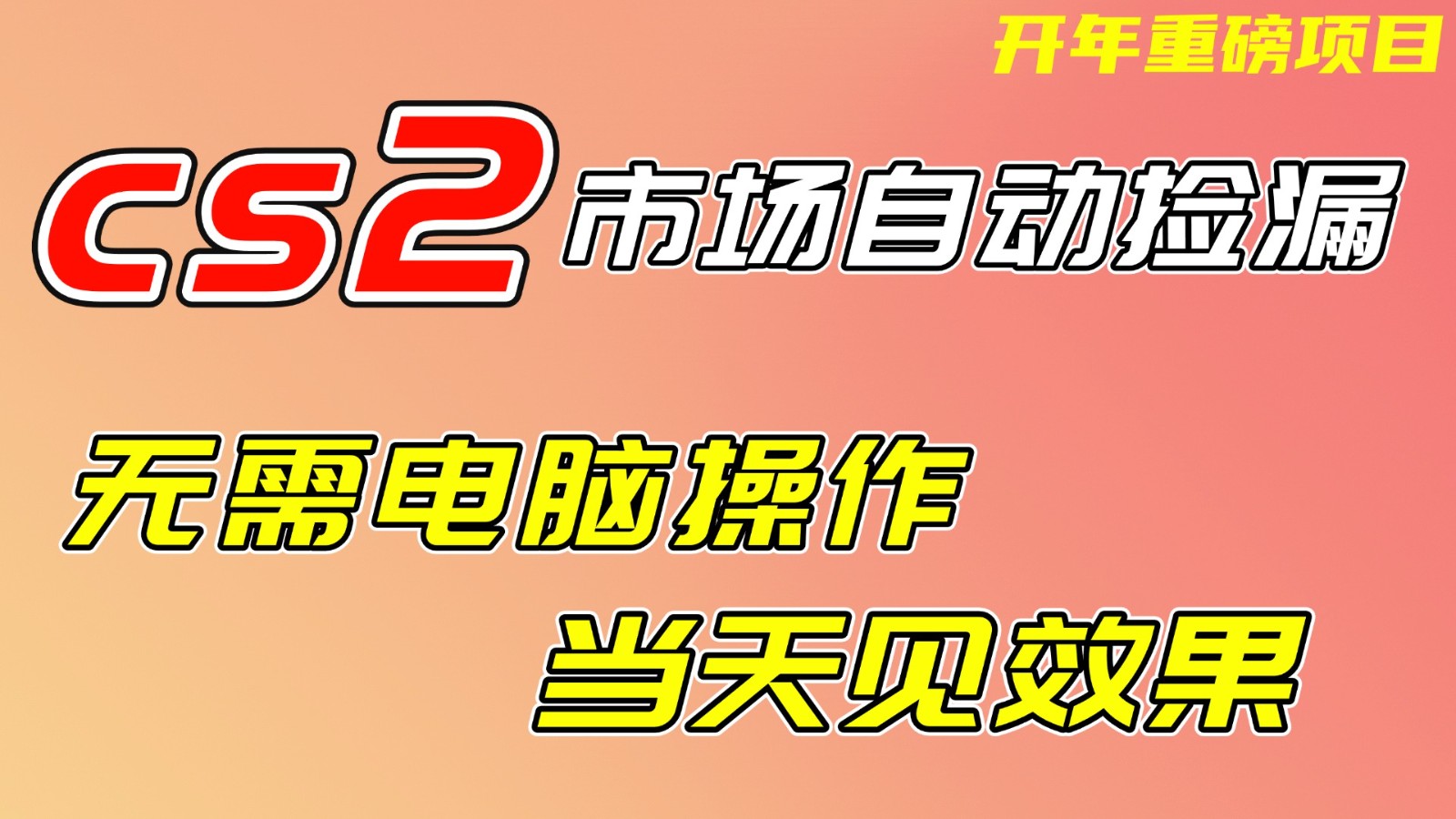CS2市场挂机项，无需电脑操作，无需进入游戏，当天见效果，支持任何形式验证-资源宝库