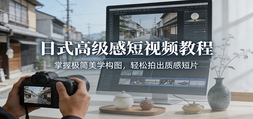 日式高级感短视频教程：掌握极简美学构图，轻松拍出质感短片-资源宝库