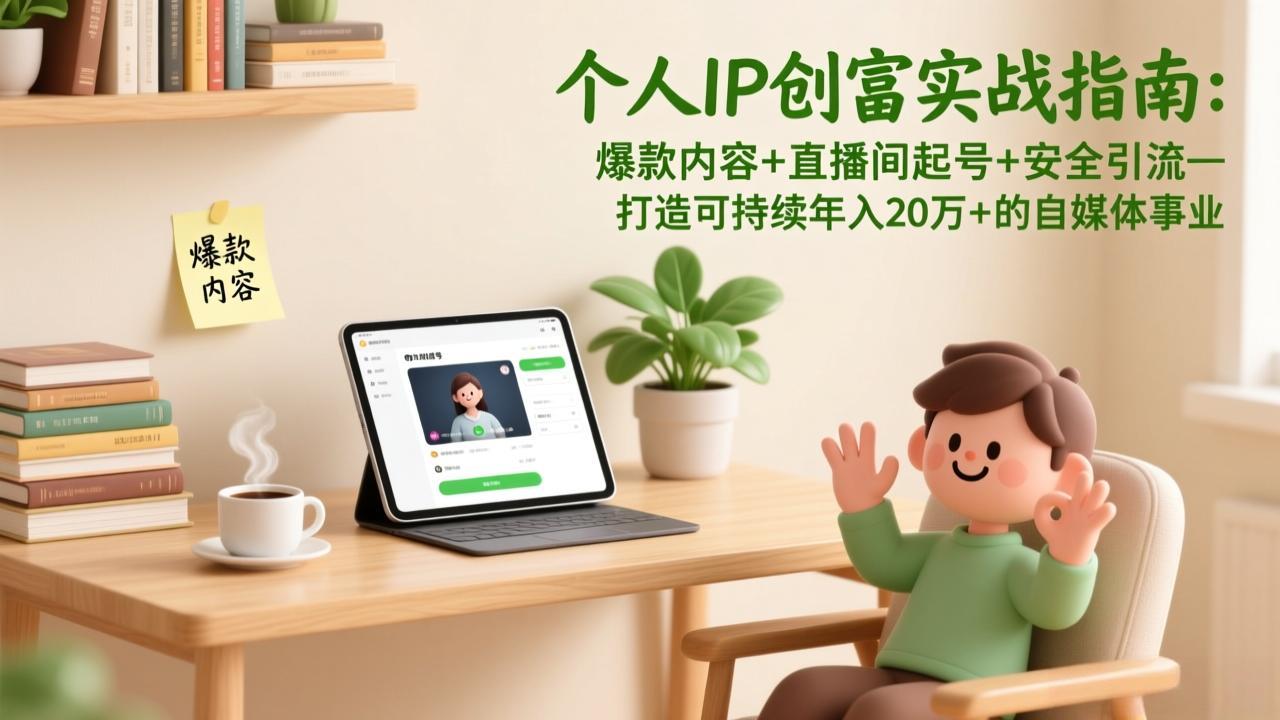 个人IP创富实战指南：爆款内容+直播间起号+安全引流，打造可持续年入20万+的自媒体事业-资源宝库