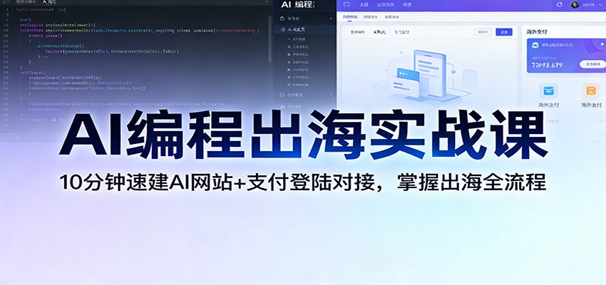 AI编程出海实战课：10分钟速建AI网站+支付登陆对接，掌握出海全流程-资源宝库