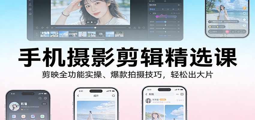 手机摄影剪辑精选课：剪映全功能实操、爆款拍摄技巧，轻松出大片-资源宝库