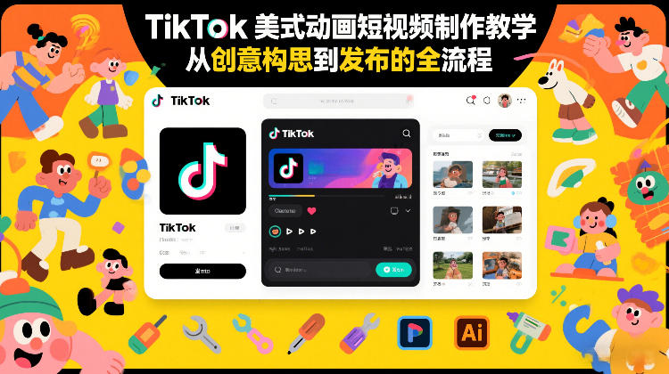 TikTok美式动画短视频制作教学，从创意构思到发布的全流程-资源宝库