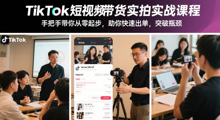 TikTok短视频带货实拍实战课程，手把手带你从零起步，助你快速出单，突破瓶颈-资源宝库