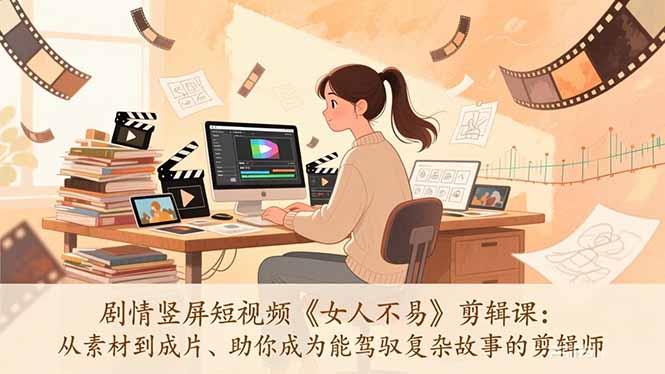 剧情竖屏短视频《女人不易》剪辑课：从素材到成片、助你成为能驾驭复杂故事的剪辑师-资源宝库