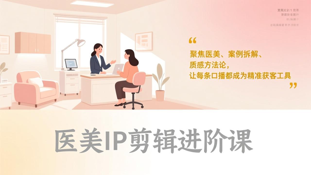 医美IP剪辑进阶课，聚焦医美、案例拆解、质感方法论，让每条口播都成为精准获客工具-资源宝库