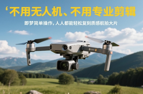 不用无人机、不用专业剪辑，即梦简单操作，人人都能轻松复刻质感航拍大片-资源宝库
