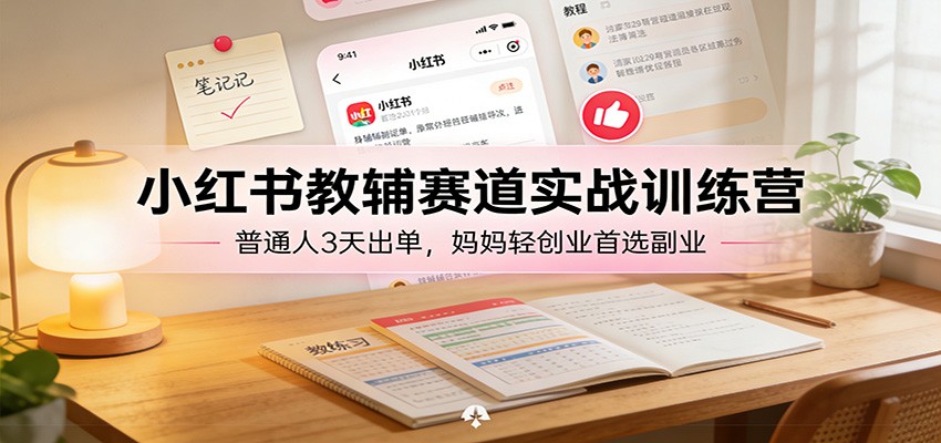小红书教辅赛道实战训练营：普通人3天出单，妈妈轻创业首选副业-资源宝库