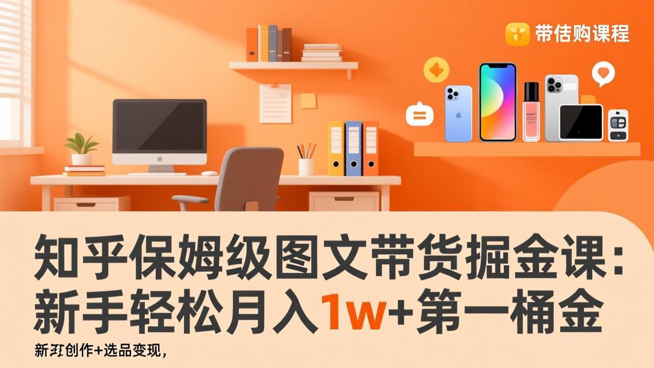知乎保姆级图文带货掘金课：账号打造+爆文创作+选品变现，新手轻松月入1w+第一桶金-资源宝库