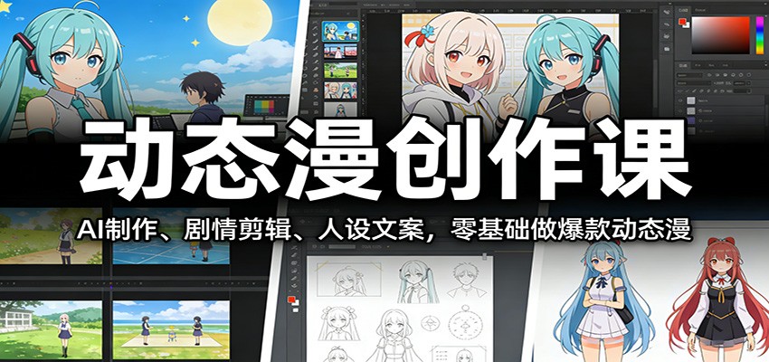 动态漫创作课：AI制作、剧情剪辑、人设文案，零基础做爆款动态漫-资源宝库