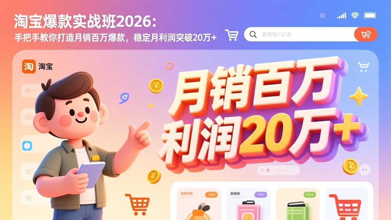 淘宝爆款实战班-2026年2月更新：手把手教你打造月销百万爆款，稳定月利润突破20万+-资源宝库