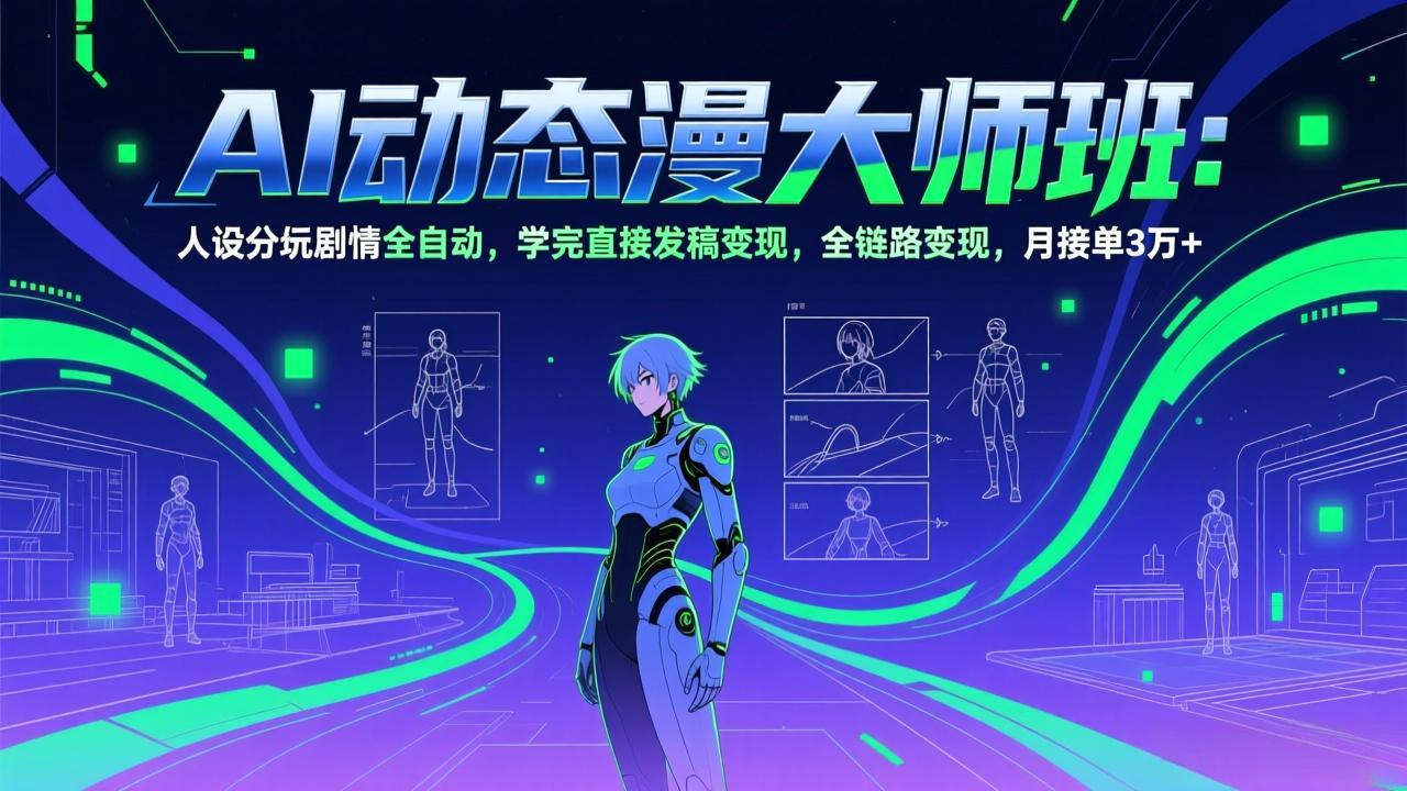 AI动态漫剧大师班：人设分镜剧情全自动，学完直接发稿变现，全链路变现，月接单3万+-资源宝库