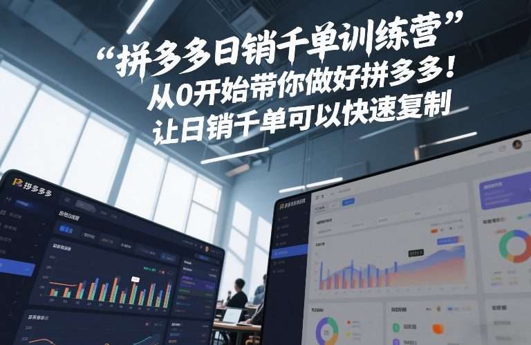 拼多多日销千单训练营,从0开始带你做好拼多多,让日销千单可以快速复制(更新26年2月)