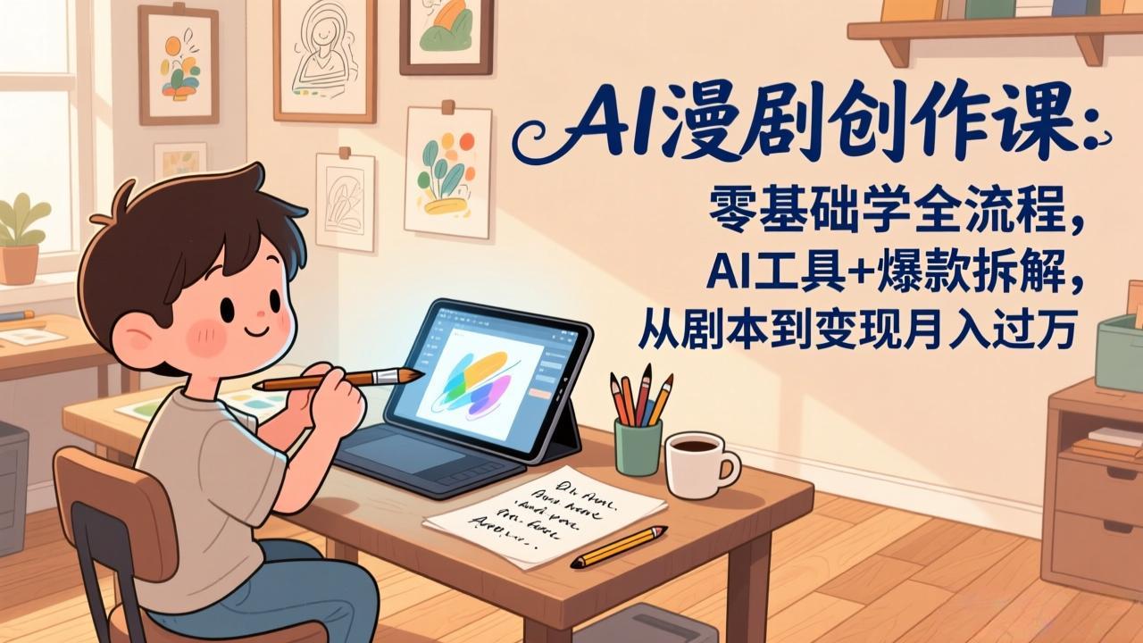 AI漫剧创作课：零基础学全流程，AI工具+爆款拆解，从剧本到变现月入过万-资源宝库