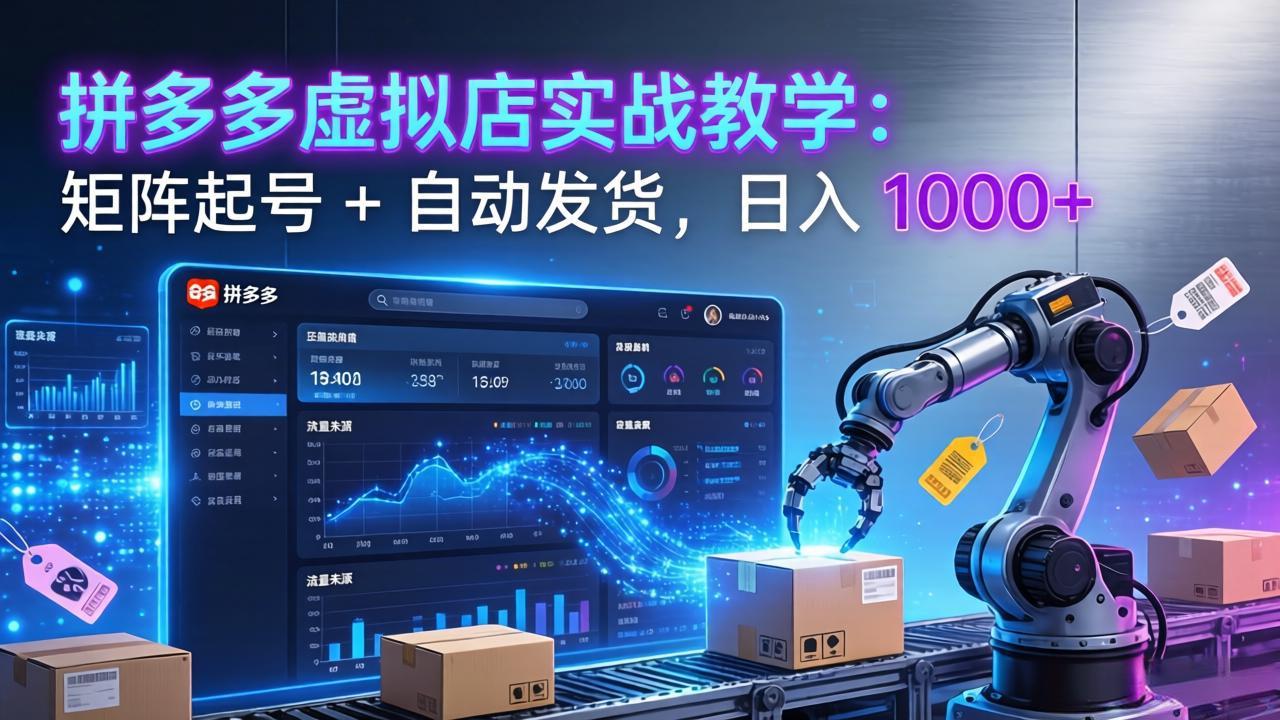 拼多多虚拟店实战教学：矩阵起号 + 自动发货，日入 1000+-资源宝库
