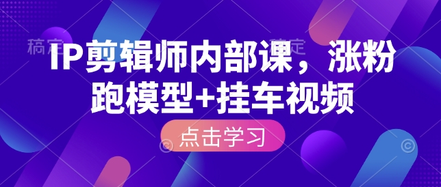 IP剪辑师内部课，涨粉跑模型+挂车视频(更新)-资源宝库